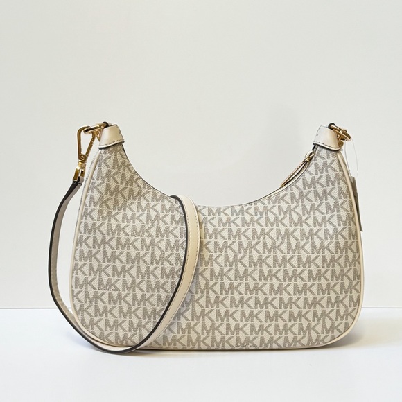 Michael Kors Cora LG Pouchette Shoulder Crossbody Bag MK Light Cream - Picture 6 of 12